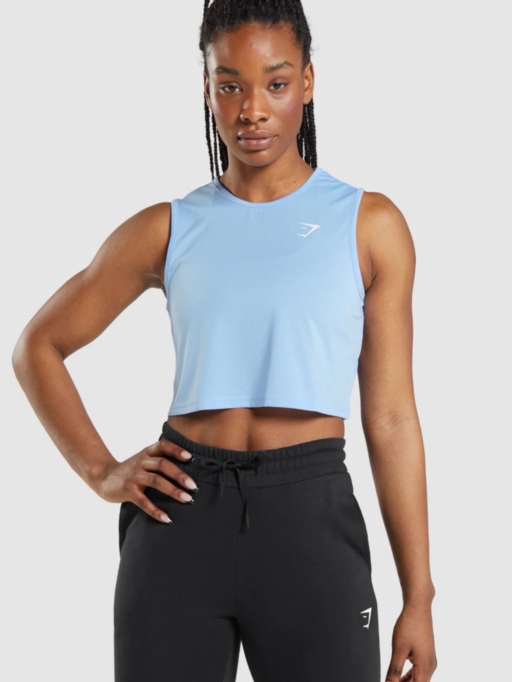 Gymshark Light Blue Sleeveless Cropped Training Top